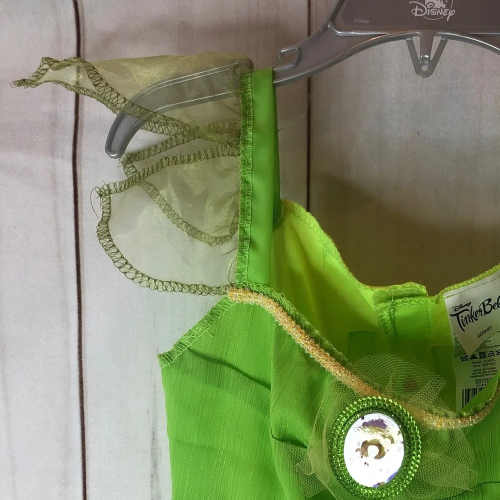 Disney Tinker Bell Lime Green Halloween Costume Dress Girls Small 4-6x NWOT
